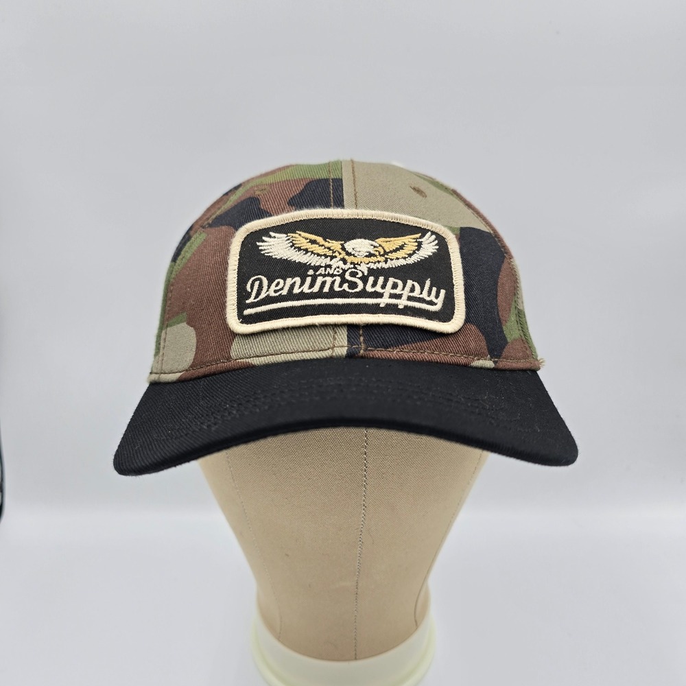 Denim & Supply Ralph Lauren Flying Eagle Patch Camo Strap Back Hat Dad Cap Y2K